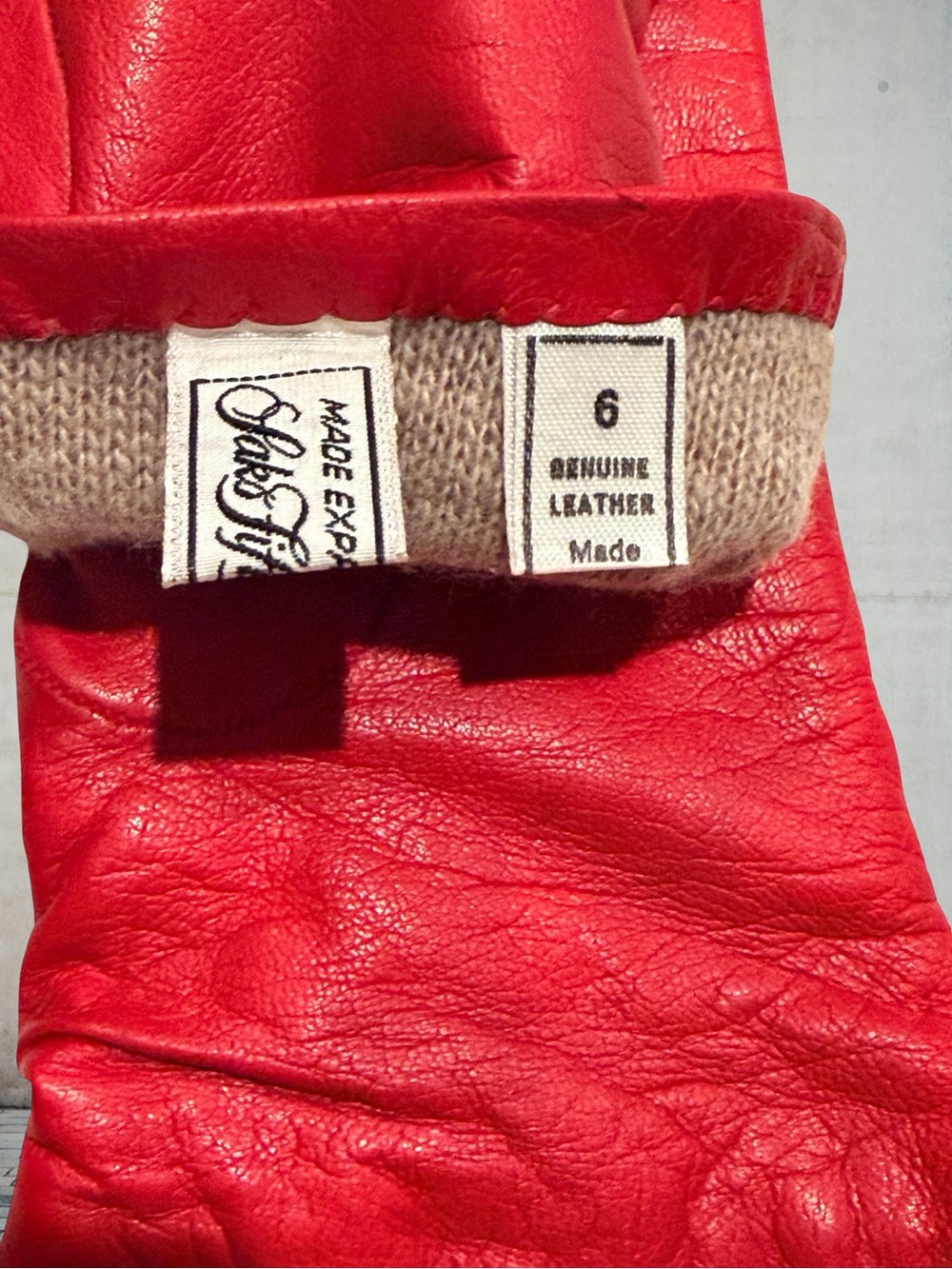 Saks Fifth Avenue Red Genuine Leather Dress Gloves Vintage Size 6 S/XS Women - Picture 5 of 5